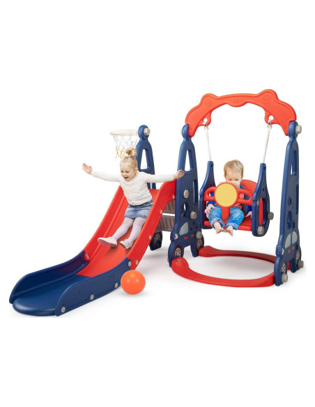 Juego de Escalera y Tobogán 3 en 1 Nyeekoy Rojo