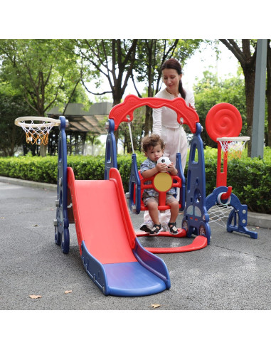 Juego de Escalera y Tobogán 3 en 1 Nyeekoy Rojo