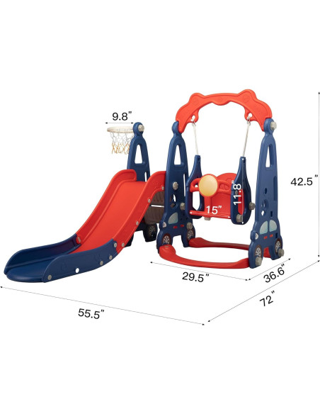 Juego de Escalera y Tobogán 3 en 1 Nyeekoy Rojo