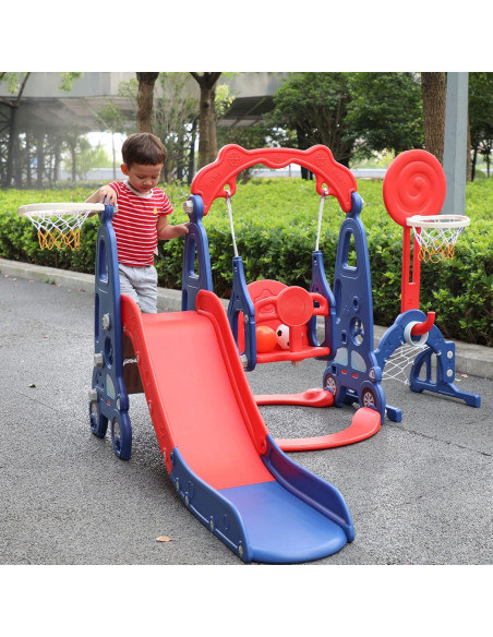 Juego de Escalera y Tobogán 3 en 1 Nyeekoy Rojo