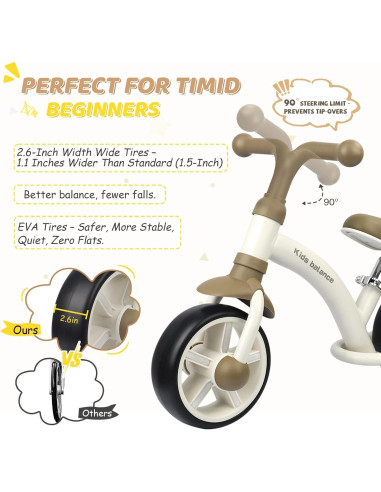 Bicicleta de Equilibrio BALINGE 8" Caqui Asiento Ajustable