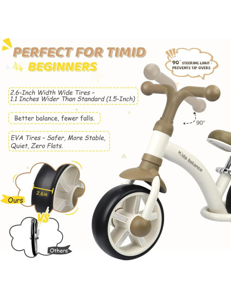 Bicicleta de Equilibrio BALINGE 8" Caqui Asiento Ajustable