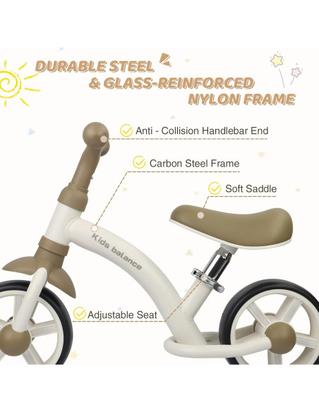 Bicicleta de Equilibrio BALINGE 8" Caqui Asiento Ajustable