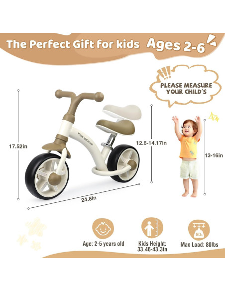 Bicicleta de Equilibrio BALINGE 8" Caqui Asiento Ajustable