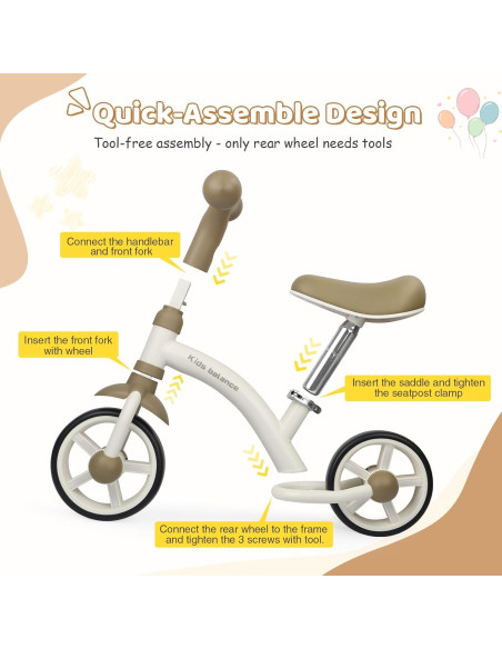 Bicicleta de Equilibrio BALINGE 8" Caqui Asiento Ajustable