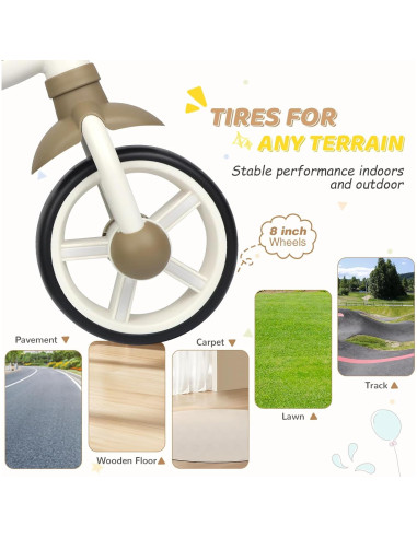 Bicicleta de Equilibrio BALINGE 8" Caqui Asiento Ajustable