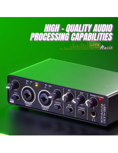 Interfaz de Audio USB MD-22 24Bit 192kHz 2x2 con Phantom 48V 2