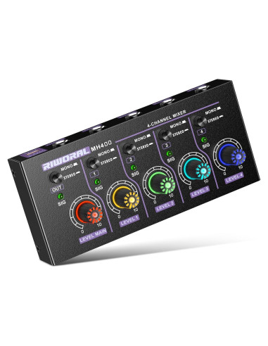 Mini Mezclador de Audio Estéreo 4 Canales USB MH400