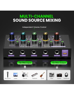 Mini Mezclador de Audio Estéreo 4 Canales USB MH400 2