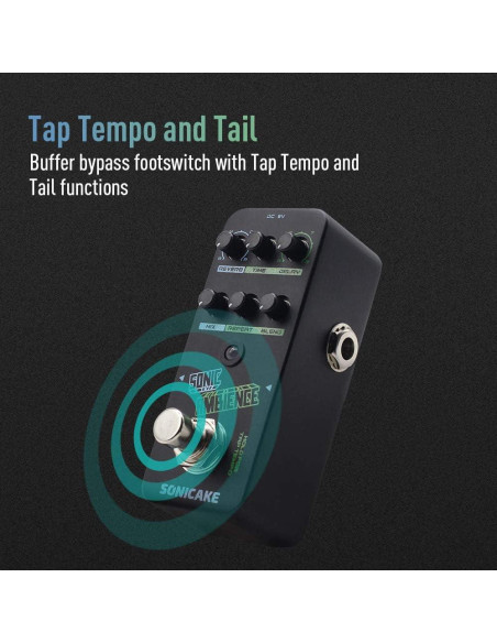 Pedal de Delay Reverb SONICAKE QSS-16 2000ms Tap Tempo