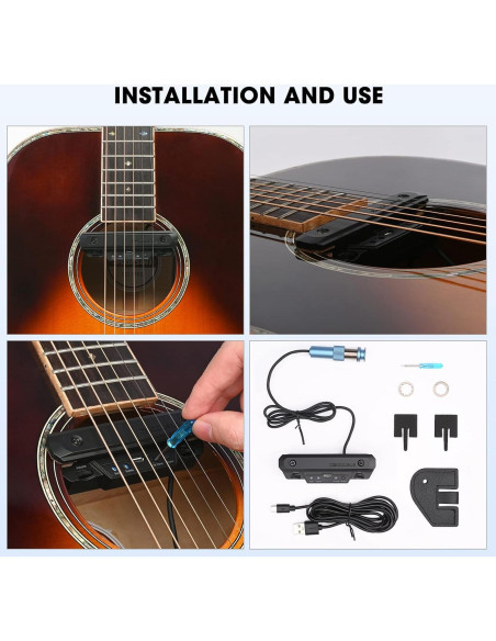 Pastilla de Guitarra Acústica Activa Recargable con Micrófono