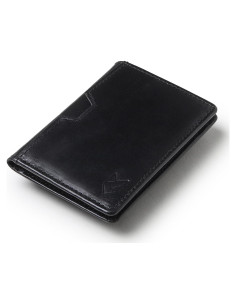 Billetera de cuero FOXHACKLE bifold delgada RFID negra