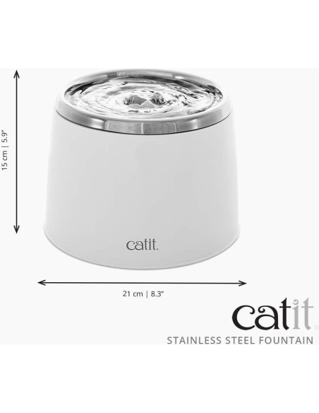 Fuente de Agua para Gatos Catit Fresh & Clear Acero Inoxidable 1.89L