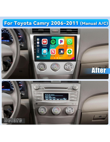 Estéreo de Coche Roinvou para Toyota Camry 2006-2011, 10.1" HD, Carplay, Android Auto, Bluetooth 5.0