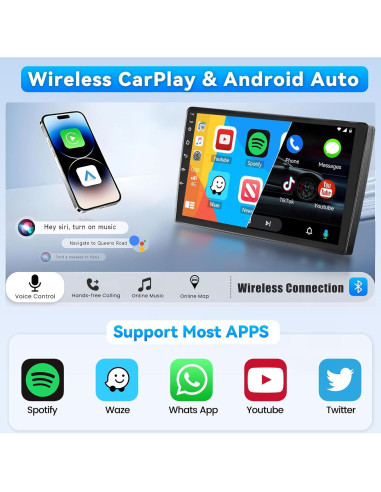 Estéreo de Coche Roinvou para Toyota Camry 2006-2011, 10.1" HD, Carplay, Android Auto, Bluetooth 5.0