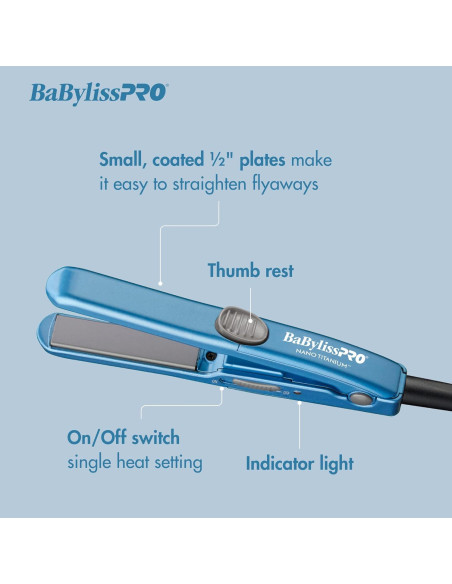 Plancha de Pelo Mini BaBylissPRO Nano Titanium 1.27 cm