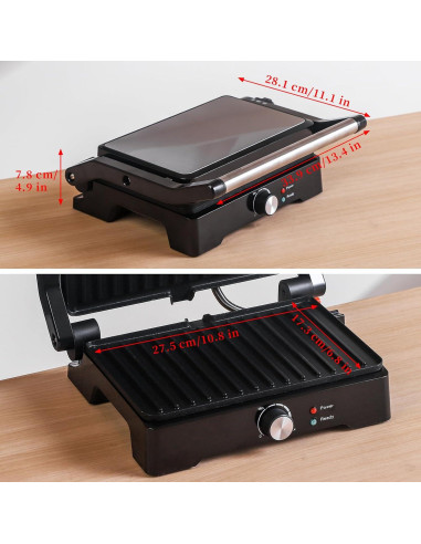Prensa Panini Grill UVFAST JK-308M 3 en 1 Antiadherente Negro