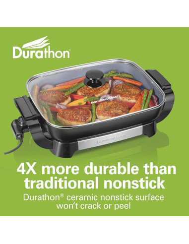 Sartén Eléctrica Hamilton Beach 12x15" Cerámica Durathon