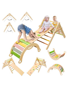 Conjunto de Triángulo Pikler Deli 7 en 1 para Niños