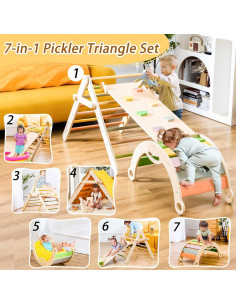 Conjunto de Triángulo Pikler Deli 7 en 1 para Niños 2