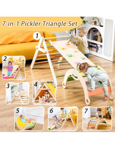 Conjunto de Triángulo Pikler Deli 7 en 1 para Niños