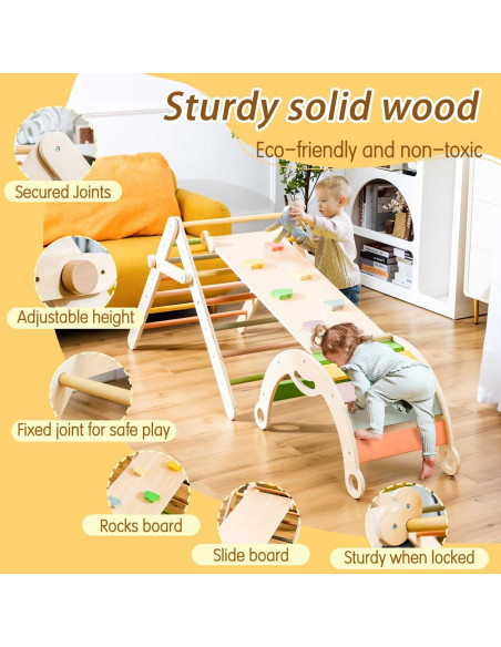 Conjunto de Triángulo Pikler Deli 7 en 1 para Niños