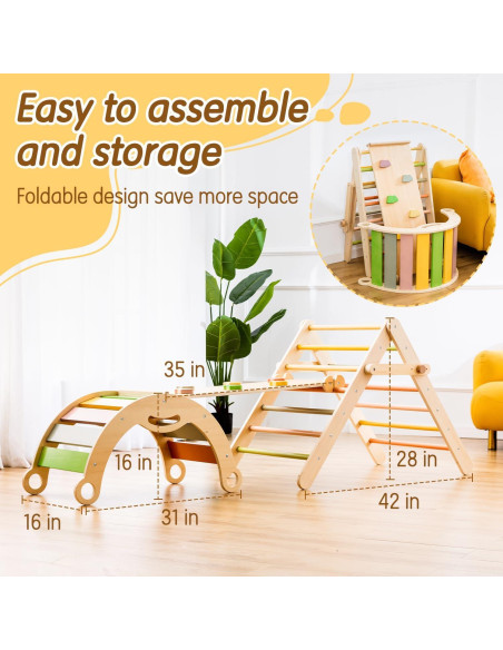 Conjunto de Triángulo Pikler Deli 7 en 1 para Niños