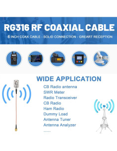 Cable Coaxial RF Anina RG316 15 cm con Adaptadores SMA UHF 2