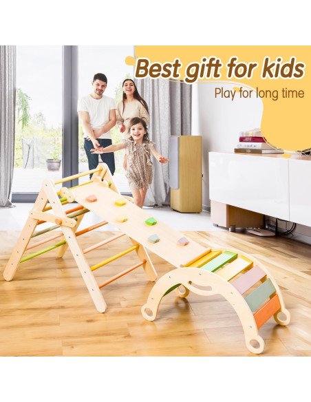 Conjunto de Triángulo Pikler Deli 7 en 1 para Niños