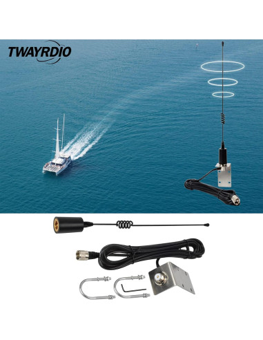 Antena Marina VHF TWAYRDIO 156-163MHz 50W con Cable 5m