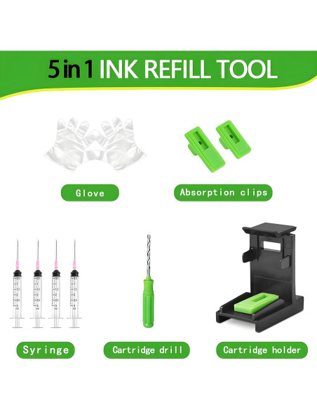 Kit de Herramientas de Recarga de Tinta KSI 5 en 1 para HP