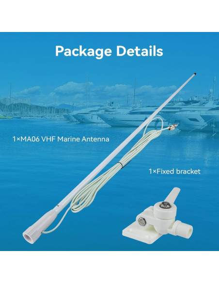 Antena Marina VHF Retevis MA06 3.5dBi 1.1m con Cable 7m