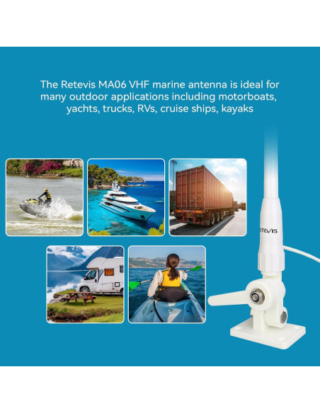 Antena Marina VHF Retevis MA06 3.5dBi 1.1m con Cable 7m
