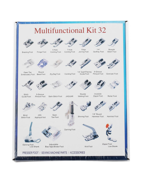 Kit de 32 Pies Prensatelas para Máquina de Coser Universal