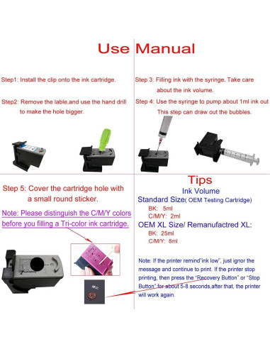Kit de Herramientas de Recarga de Tinta KSI 5 en 1 para HP
