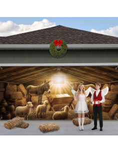 Banner de Natividad Navideña FuWeave 2.13 x 4.88 m para Garaje 2