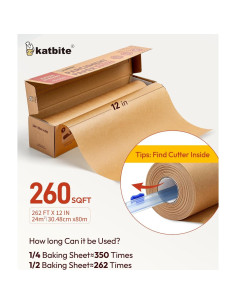 Rollo de Papel Pergamino Katbite 30.48cm x 79.92m Antiadherente 2