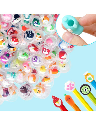 100 Mini Toppers de Lápiz Kawaii con Juguetes - Regalos Escolares