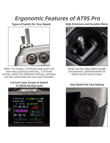 Transmisor y Receptor Radiolink AT9S Pro 10/12 Canales 3400m
