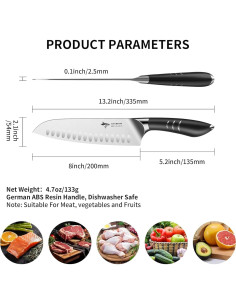 Cuchillo Santoku 20 cm MAD SHARK - Acero Alemán, Mango Ergonómico 2