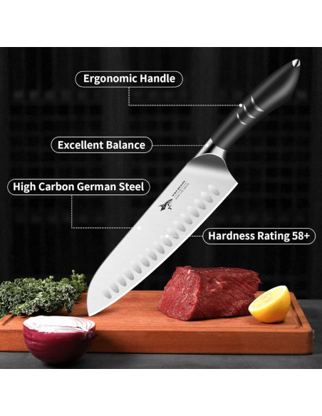 Cuchillo Santoku 20 cm MAD SHARK - Acero Alemán, Mango Ergonómico