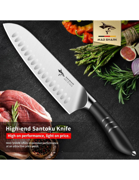 Cuchillo Santoku 20 cm MAD SHARK - Acero Alemán, Mango Ergonómico
