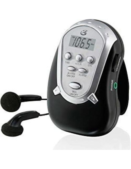 Radio de brazo GPX R300S AM/FM con auriculares - Negro