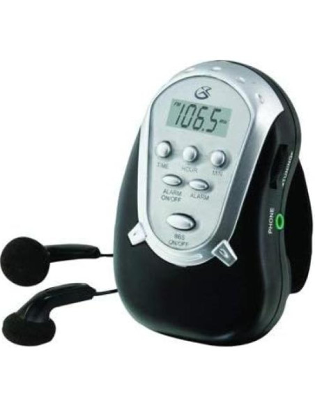 Radio de brazo GPX R300S AM/FM con auriculares - Negro