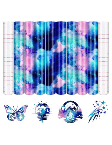 Vinilo Adhesivo Permanente Tintnut - 8 Hojas 30.48x25.4cm Rosa Azul