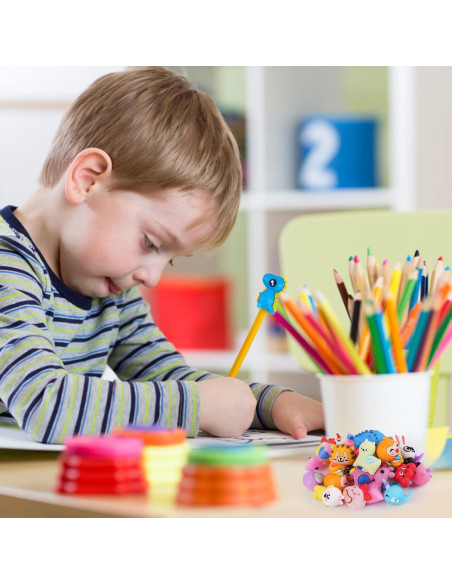 100 Adornos de Lápiz de Silicona Kolewo4ever - Dinosaurios y Unicornio