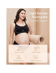 Sostén de Lactancia HOFISH Sin Costuras Negro para Maternidad 2