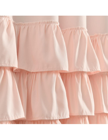 Cortina Blackout Lush Decor Allison Ruffle 100% Forrada 101.6x213.36 cm Blush