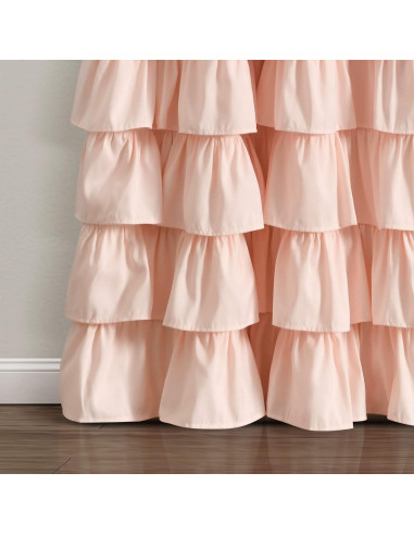 Cortina Blackout Lush Decor Allison Ruffle 100% Forrada 101.6x213.36 cm Blush