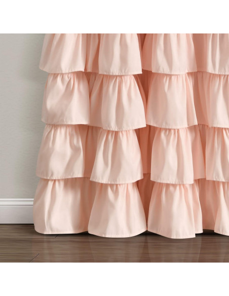 Cortina Blackout Lush Decor Allison Ruffle 100% Forrada 101.6x213.36 cm Blush